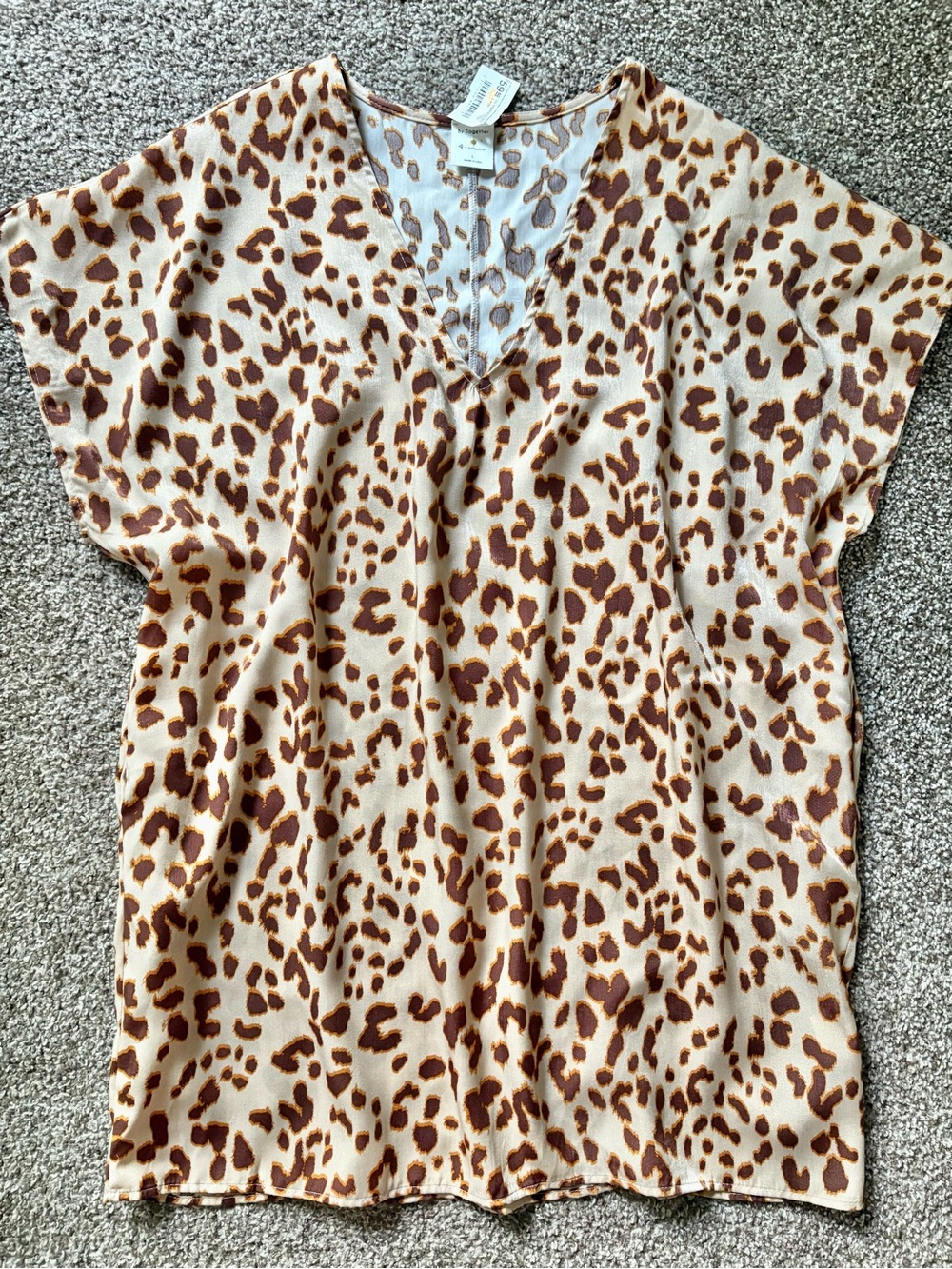 By Together Leopard V-Neck Dress in Tan and Brown